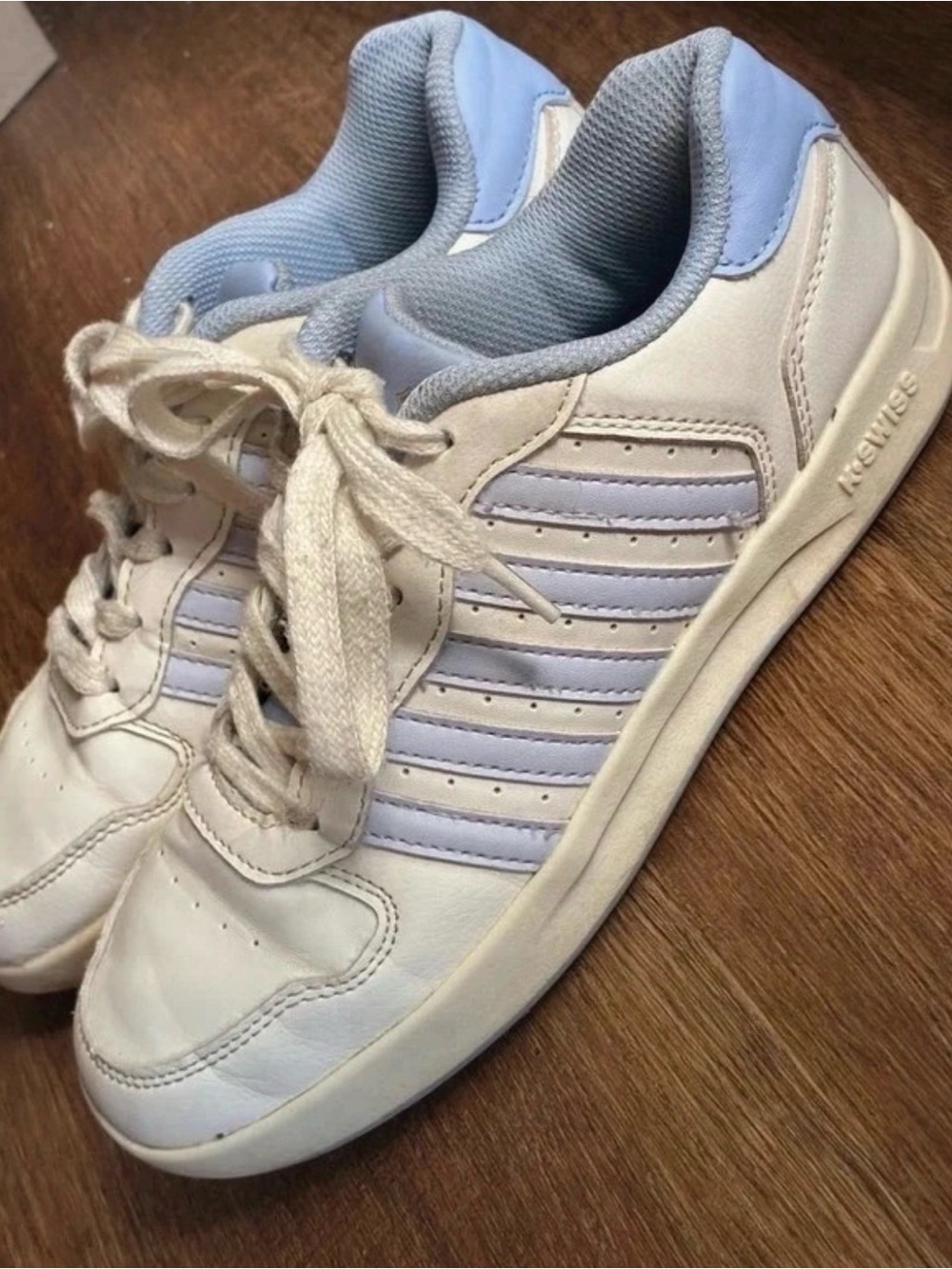Women’s K-Swiss Court Palisades White and Light Blue Casual Sneakers